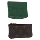 LOUIS VUITTON Monogram Epi Coin Purse 2 Set Green LV Auth 195219-1