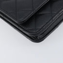 CHANEL Chain Wallet Matelasse Bag Caviar Skin Black Gold CC Auth 195222V-15