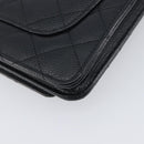 CHANEL Chain Wallet Matelasse Bag Caviar Skin Black Gold CC Auth 195222V-17