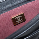 CHANEL Chain Wallet Matelasse Bag Caviar Skin Black Gold CC Auth 195222V-12