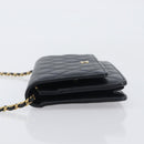 CHANEL Chain Wallet Matelasse Bag Caviar Skin Black Gold CC Auth 195222V-4