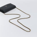 CHANEL Chain Wallet Matelasse Bag Caviar Skin Black Gold CC Auth 195222V-7