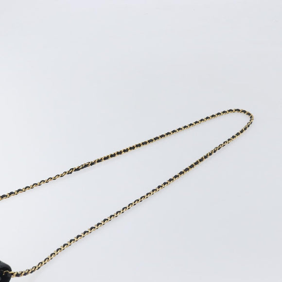 CHANEL Chain Wallet Matelasse Bag Caviar Skin Black Gold CC Auth 195222V