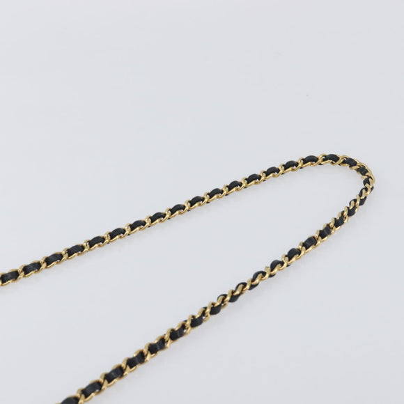 CHANEL Chain Wallet Matelasse Bag Caviar Skin Black Gold CC Auth 195222V