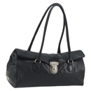 PRADA Shoulder Bag Leather Black Silver Auth 195224V-1