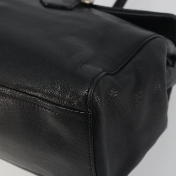 PRADA Shoulder Bag Leather Black Silver Auth 195224V