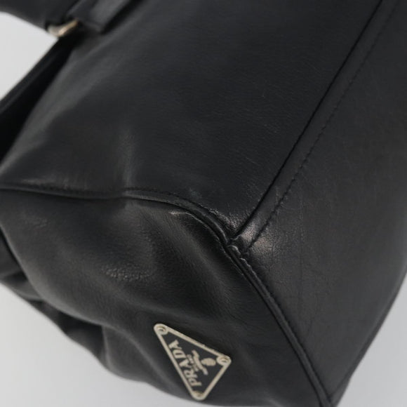 PRADA Shoulder Bag Leather Black Silver Auth 195224V