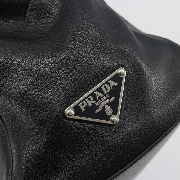 PRADA Shoulder Bag Leather Black Silver Auth 195224V