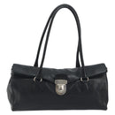 PRADA Shoulder Bag Leather Black Silver Auth 195224V-2