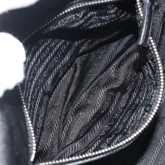 PRADA Shoulder Bag Leather Black Silver Auth 195224V