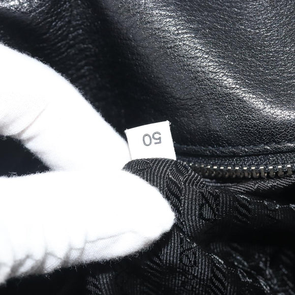 PRADA Shoulder Bag Leather Black Silver Auth 195224V