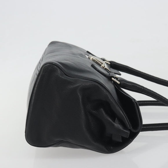 PRADA Shoulder Bag Leather Black Silver Auth 195224V
