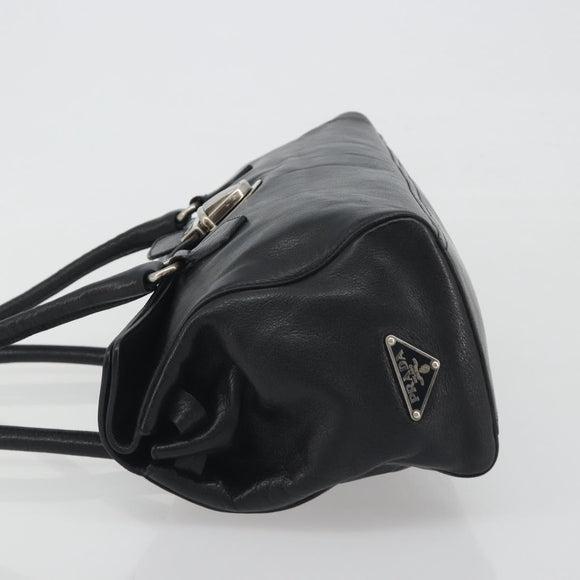 PRADA Shoulder Bag Leather Black Silver Auth 195224V