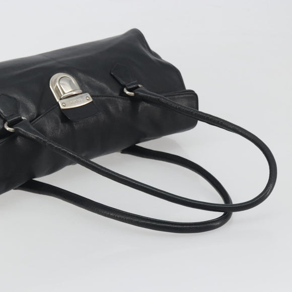 PRADA Shoulder Bag Leather Black Silver Auth 195224V