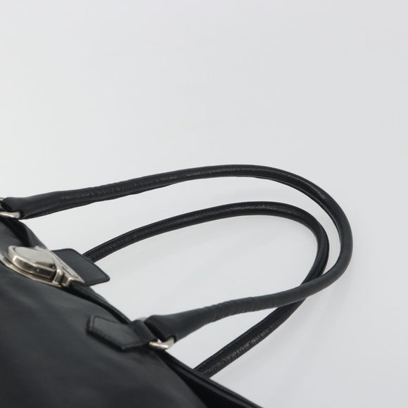 PRADA Shoulder Bag Leather Black Silver Auth 195224V