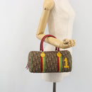 Christian Dior Trotter Boston Bag PVC Leather Brown Silver Auth 195225V-24