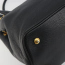 PRADA Hand Bag Vittero Dino Leather 2way Black Gold Auth 195226A-14