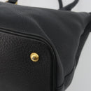 PRADA Hand Bag Vittero Dino Leather 2way Black Gold Auth 195226A-15