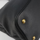 PRADA Hand Bag Vittero Dino Leather 2way Black Gold Auth 195226A-16