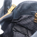 PRADA Hand Bag Vittero Dino Leather 2way Black Gold Auth 195226A-20