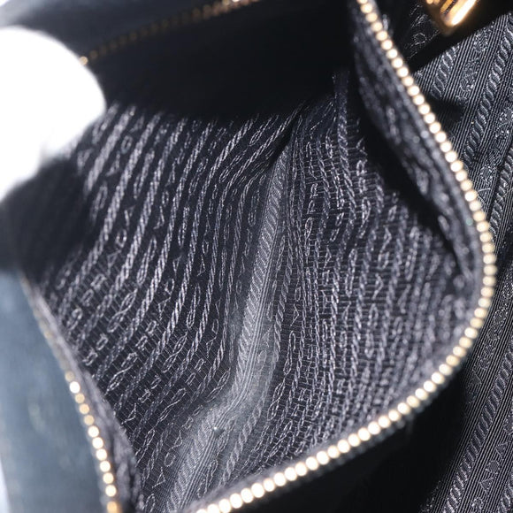 PRADA Hand Bag Vittero Dino Leather 2way Black Gold Auth 195226A