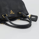 PRADA Hand Bag Vittero Dino Leather 2way Black Gold Auth 195226A-7