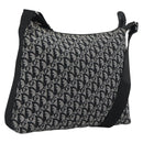 Christian Dior Trotter Canvas Shoulder Bag Black Silver Auth 195229V-1