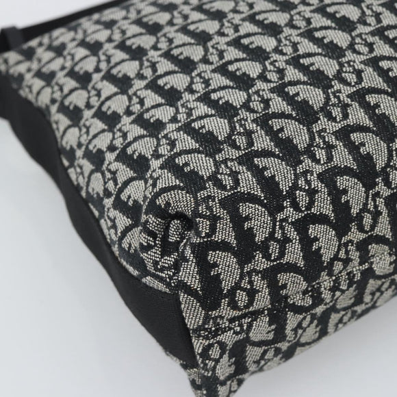 Christian Dior Trotter Canvas Shoulder Bag Black Silver Auth 195229V