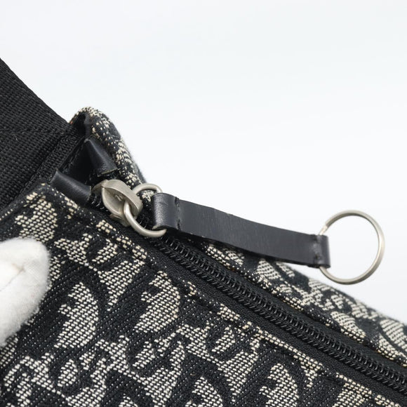 Christian Dior Trotter Canvas Shoulder Bag Black Silver Auth 195229V