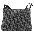 Christian Dior Trotter Canvas Shoulder Bag Black Silver Auth 195229V-13