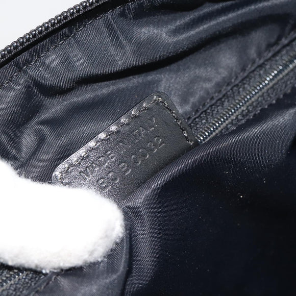 Christian Dior Trotter Canvas Shoulder Bag Black Silver Auth 195229V