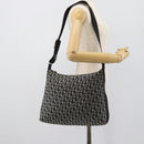 Christian Dior Trotter Canvas Shoulder Bag Black Silver Auth 195229V-22