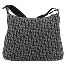 Christian Dior Trotter Canvas Shoulder Bag Black Silver Auth 195229V-2