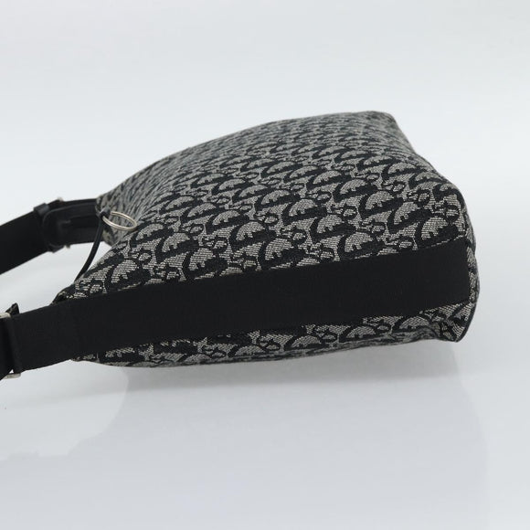 Christian Dior Trotter Canvas Shoulder Bag Black Silver Auth 195229V