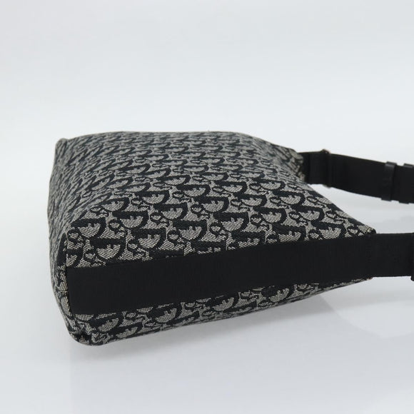 Christian Dior Trotter Canvas Shoulder Bag Black Silver Auth 195229V
