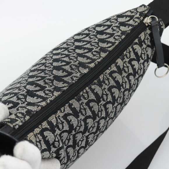 Christian Dior Trotter Canvas Shoulder Bag Black Silver Auth 195229V