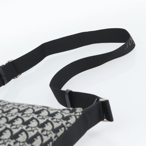 Christian Dior Trotter Canvas Shoulder Bag Black Silver Auth 195229V
