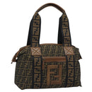 FENDI Zucca Canvas Tote Bag Brown Black Auth 195234A-1