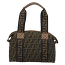 FENDI Zucca Canvas Tote Bag Brown Black Auth 195234A-3