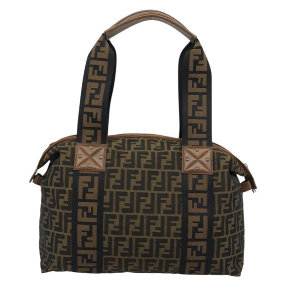 FENDI Zucca Canvas Tote Bag Brown Black Auth 195234A