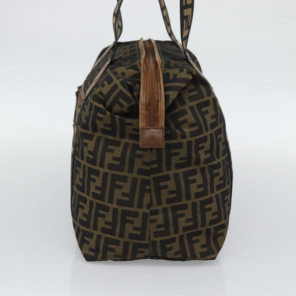 FENDI Zucca Canvas Tote Bag Brown Black Auth 195234A