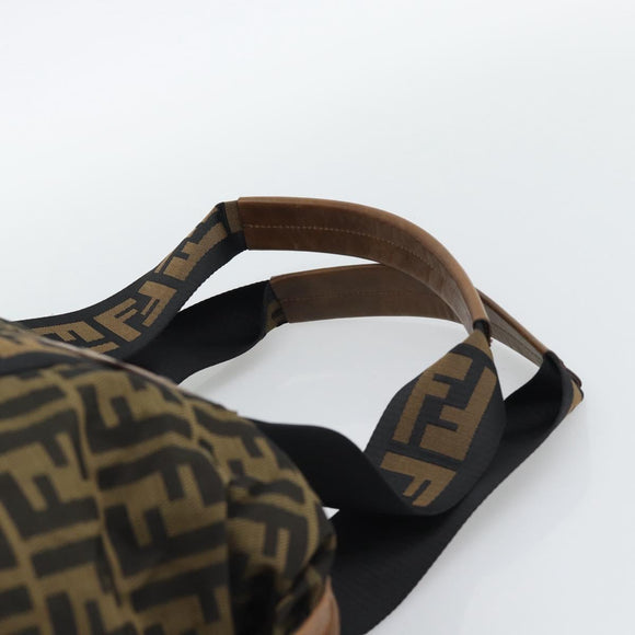 FENDI Zucca Canvas Tote Bag Brown Black Auth 195234A