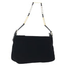 FENDI Chain Shoulder Bag Velor Black Auth 195236A-1