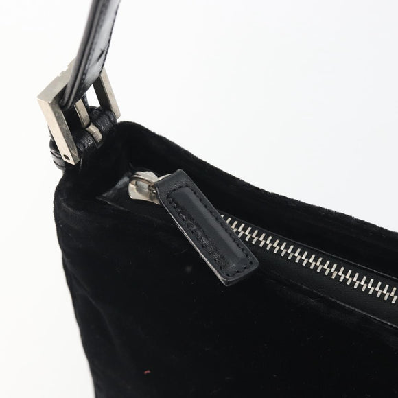 FENDI Chain Shoulder Bag Velor Black Auth 195236A