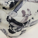 CHANEL Matelasse 25 Airline Shoulder Bag Canvas White Silver CC Auth 195237SAM-10