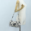 CHANEL Matelasse 25 Airline Shoulder Bag Canvas White Silver CC Auth 195237SAM-26