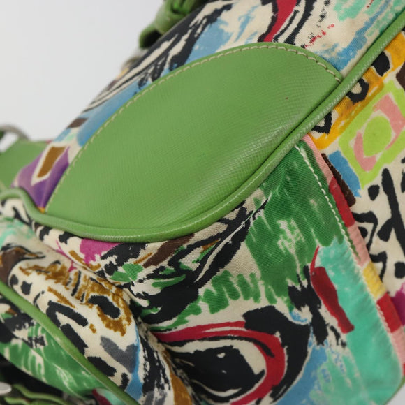 PRADA Hand Bag Nylon Green Silver Auth 195238A