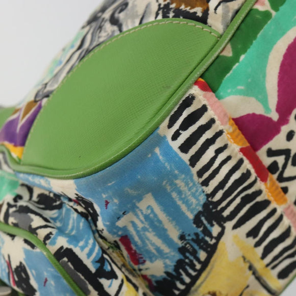 PRADA Hand Bag Nylon Green Silver Auth 195238A