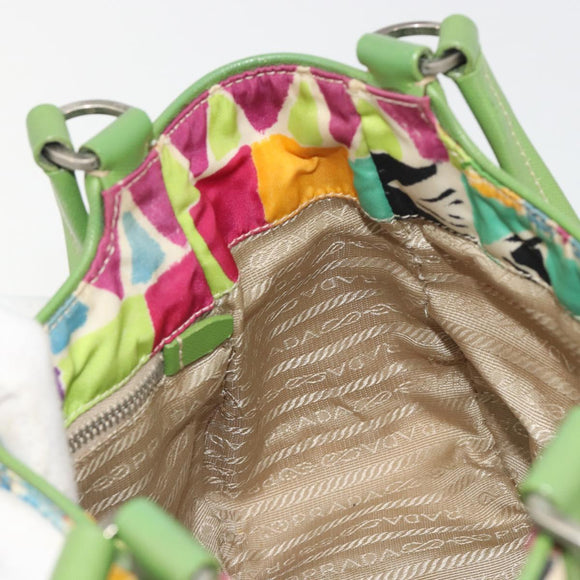 PRADA Hand Bag Nylon Green Silver Auth 195238A