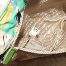 PRADA Hand Bag Nylon Green Silver Auth 195238A-12